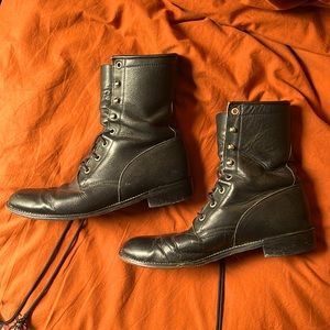 Diamond lace up boots. Black size 8